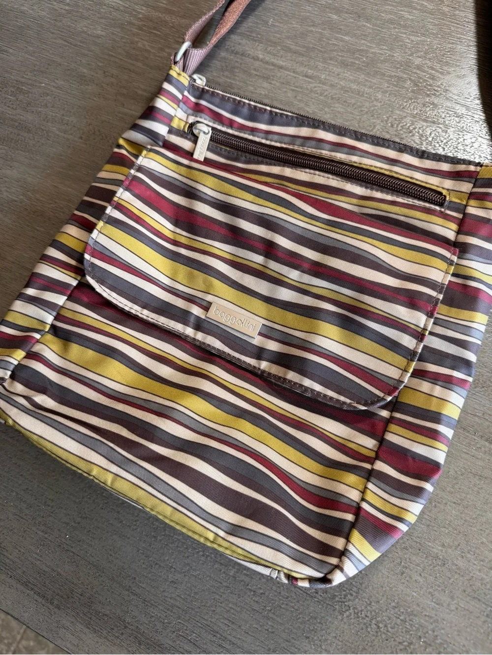 Baggallini Multi Colored Striped Crossbody Purse Bag Nylon